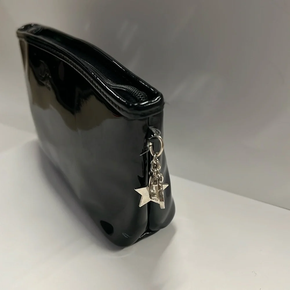 Dior Christian Dior Black Patent Zip Cosmetic Clutch Pouch